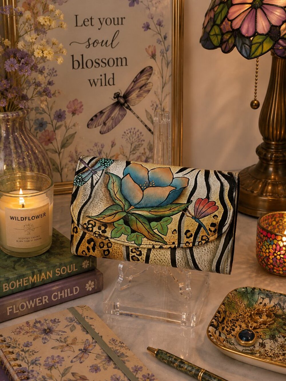 Anuschka Lotus & Dragonfly Wallet